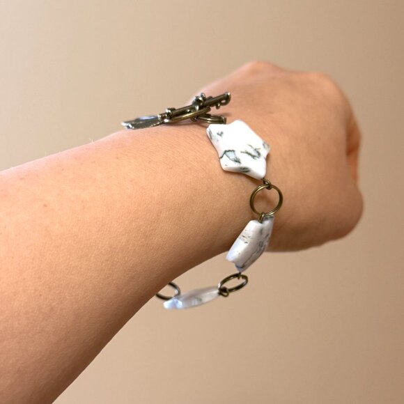 2/$20, Genuine White Green Tree Agate Bracelet, Gemstone Star +Bronze Grape Leaf - Picture 11 of 11